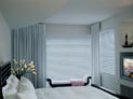 Drapes and Vignette shades for bedroom windows
