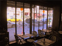Aluminum blinds with taping in east Village restaurant
