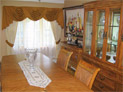Swags, sheers and drapes for dining room window in Long Island, New York
