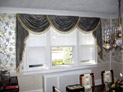 Swags and solar shades for dining room windows in long Island, NY