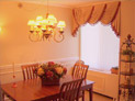 Swags and Luminette shade for dining room window in NYC