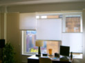 Top down bottom up cellular shades for home office windows in a Manhattan apartment