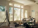 Duette, top down bottom up honeycomb shades for living room windows