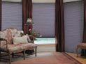 Blackout honeycomb shades and side panels for living room windows