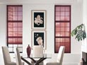 Pleated shades in dining room windows