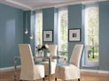 Hunter Douglas Trio shade for dining room windows � cells of shade are open